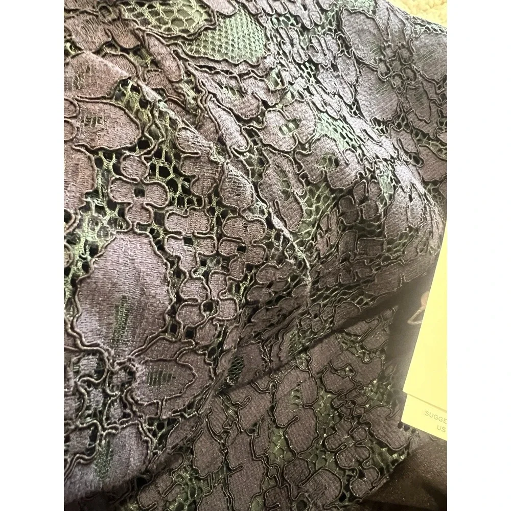 TORY BURCH Dress Blue Lace Green lined floral lace sheath cocktail mini 4 NWT